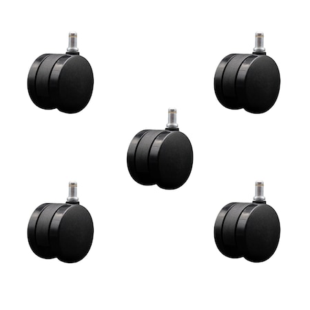 Service Caster 2-3/8'' Office Chair Caster Nylon Twin Wheel 7/16 Grip Ring Stem, 5PK SCC-UHGR02S60-NYS-716-5